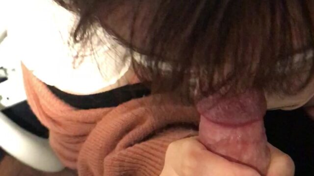 Young Korean GF gives blowjob